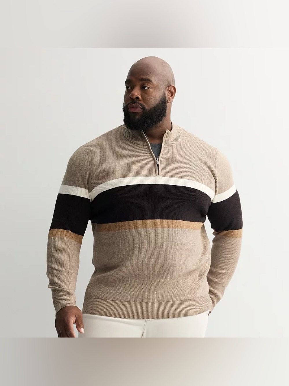 Big & Tall 3XB Sonoma Goods for Life Chest Stripe Quarter-Zip Sweater, Men's